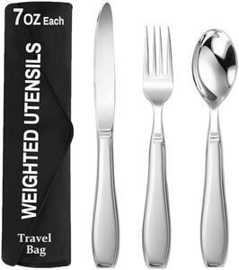 Weighted Utensils for Hand Tremors and Parkinson's Patients-Adaptive Utensils-3 Piece Set Weighted Silverware for Elderly, Arthritis, Weak Hand Grip.Gifts for Parkinsons Patients