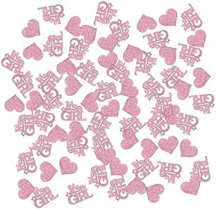 INNORU It's a Girl Confetti Pink Glitter, Baby Shower Table Confetti, Gender Reveal, Girl 1st Birthday Scatter Confetti, Girl Table Decorations Confetti, 120pcs
