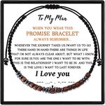 SUNSH To My Man Morse Code Bracelet I LOVE YOU Adjustable Bracelet with Cuff Wood Beads Stainless Steel Beads Inspired Jewelry Gifts