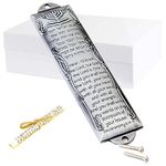 Mezuzah with Scroll for Door, Prefdo Metal mezuzah Plaque, Mezuzahs for Outside Door, Jewish Mitzvah Door Mezuzah Case, Jewish Gifts, House Warming Blessing Gift(Silver)