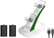 DIGISHUO Dual Charging Dock Stand Charger for Xbox Serial X|S Wireless Controllers with 2×Rechargeable Battery and 1×Power Cable (White)