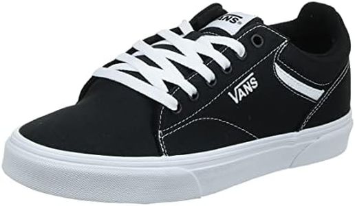 Vans Men's Seldan Sneaker, Black Canvas Black White 187, 10.5