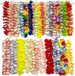 Miyumati 50Pcs Hawaiian Leis for Luau Party Bulk, Luau Leis Lays Necklace Hawaiian Party Supplies for Adults and Kids, Hawaiian Flower Leis for Tropical/Pool/Beach Themed Party