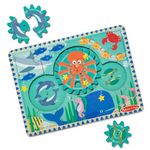 Melissa & Doug Wooden Underwater Jigsaw Spinning Gear Puzzle – 18 Pieces, Puzzles for 3 year olds, Montessori toys, Toddler puzzles, Problem solving, Gift for boy or girl