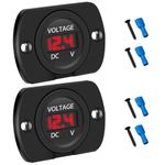 Linkstyle 2 Pack DC 12V 24V Car Voltmeter with LED Digital Display Panel, Waterproof Voltage Gauge Meter with Terminals for Boat Marine Vehicle Motorcycle Truck ATV UTV Car with Red Light