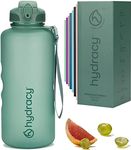 Hydracy Water Bottle with Times to Drink & Straw -Large 2 Litre BPA Free Motivational Water Bottle & No Sweat Sleeve -Leak Proof Gym Bottle with Time Marker -Ideal for Sports & Outdoors