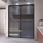 DreamLine Encore 56-60 in. W x 76 in. H Semi-Frameless Bypass Sliding Shower Door in Matte Black and Gray Glass