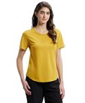 Jockey AW88 Women's Super Combed Cotton Rich Relaxed Fit Curved Hem Styled Half Sleeve T-Shirt_Golden Spice_L