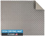 Drymate XL Dish Drying Mat, Oversized (19”x24”), Low-Profile, Super Absorbent, Quick Dry Fabric, Waterproof & Slip-Resistant, for Kitchen Counter, Trimmable, Machine Washable (USA Made)(Taupe)