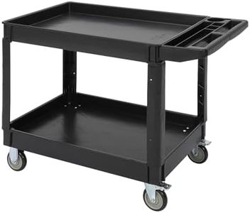 Service Cart 500-Lb Utility Service PP Rolling Cart with Two Trays and Brake Wheel for Warehouse/Garage/Cleaning/Manufacturing,45" 25" Black