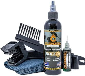 Clenzoil Chain & Sprocket Bike Chain Cleaning Oil & Tool Kit | Cleaner Lubricant Protectant [CLP] | Bike Chain Cleaner + Chain Lube in One | 4 oz Bottle, 0.5 oz Needle, Microfiber, & Chain Brush