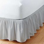 Ruffled Bed Skirt with Split Corner 100% Microfiber Soft,Sheen & Wrinkle Free Bed Skirt Gathered Style Dust Ruffle Bed Skirt with 18 Inch Drop Three Sided Coverage Dust Ruffle (Light Grey,King)