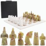 Radicaln Chess Set 15 inches White & Green Antique Handmade Marble - Two Players Staunton Table Board Game for Adults