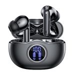 Wireless Earbuds, Bluetooth 5.3 Headphones in Ear with Hi-Fi Stereo ENC Noise Canceling Bluetooth Earbuds IP7 Waterproof Wireless Headphones with 40 Hrs playtime LED Display wireless Earphones, Black