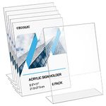 CECOLIC 6 Pack Acrylic Sign Holder, Clear Menu Sign Holder Stand Slant Back Photo Frames, Menu Display Holder, Flyer Document Paper Display Stand for Office Desktop - 21.6 x 27.9 cm (8.5'' x 11'')