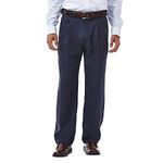 Haggar Men's Cool 18 Hidden Expandable Waist Pleat Front Pant- Regular and Big & Tall Sizes dress pants, Heather Blue, 32W 32L UK