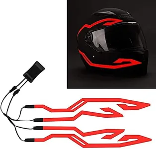 4PCS Upgrade Rechargeable Motorcycle Helmet Light, Night Riding Signal Helmet EL Light Sticker, 3 Mode Led Helmet Light Strip Accessories for Motorcycle, Bike Helmet (Red, Rechargeable Powered)