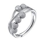 ChicSilver Fidget Ring, 925 Sterling Silver Adjustable Anxiety Ring for Women and Men – Bead Spinner Ring for Anxiety Relief