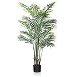 CROSOFMI Artificial Areca Palm Tree 5Feet Fake Tropical Palm Tree, Perfect Faux Dypsis Lutescens Plants in Pot for Indoor Outdoor House Home Office Garden Modern Decoration Housewarming Gift