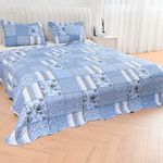 Quality Beddings 3 Piece Quilted Patchwork Bedspread Reversible Super King Size Bed Spread 230 x 260 cm (Design 9, Super King)