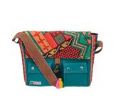 The House of tara Messenger Bags for Women | Teal Laptop Messenger Bag made with Canvas | Fits up to 15.6 Inches Laptop/MacBook | Ladies Crossbody Sling Bag Comes with 2 External Pockets