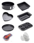 Curated Cart Premium Cake Making Set - Combo Carbon Steel Cake Baking for Microwave OTG Oven and Dishwasher Safe (8 Pcs Combo Cake Baking Tin)