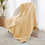 BSB HOME Pencil Pattern Flannel Fleece Sherpa Blanket – 220 x 150 cm, Soft, Plush, Fluffy, Season/AC and Mild Winter Reversible Blanket - Single Bed Beige Color, Weight - 1.6 kg