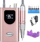 Delanie Electric Nail Drill Professional, Portable 35000 RPM Electric Nail File, Rechargeable E File Kit with 6 Drill Bits for Acrylic Nails and Gel Nails, for Manicure Salon & Home, Pink