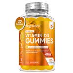 Vitamin D Gummies Adults 4000IU - Sugar-Free - 4 Months Supply - Natural Lemon Flavour - 120 Chewable Vitamin D3 Gummies - Vegetarian Friendly - High Strength Vitamin D Supplement - GMO & Gluten Free