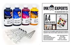 InkTec Sublinova Smart DTI Dye Sublimation Inks and Ink Experts Fabric HR Paper (100 Sheets) Bundle Inc. Syringes