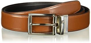 Perry Ellis Men's Amigo Portfolio Leather Reversible Belt (Sizes 30-54 Inches), Luggage Brown, 32