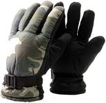 grinderPUNCH Mens Camo Waterproof Cold Weather Gloves - Adjustable Insulated Winter -One Size, Green Camo