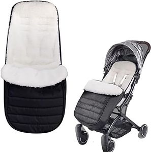 Xifamniy Universal Baby Thicken Stroller Footmuff Bunting Sleeping Bag to Protect Baby from Winter Cold Weather in Pushchair, Pram(Black-Lamb Fleece)