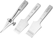 WUTA Leather Chisel All-Polished Pricking Iron Adjustable 2-6mm French Style Leather Chisel Sharp Leather Punching Tool Set (Obverse Adjustable 2 Teeth+2.7mm 8 Teeth+3.0mm 8 Teeth)