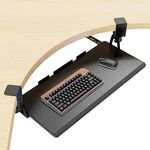 PUTORSEN Under Desk Keyboard Tray, Pull Out Keyboard Tray with Swivel C Clamp, 670x300 mm Keyboard Shelf for Typing, Perfect for Home Office & Corner Desk, Black