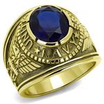 YourJewelleryBox Mens gold navy ring sapphire usa blue signet pinky steel military royal Size P Tk414707G