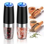 Automatic Pepper Grinder Salt Mill - Upgraded 4 Batteries Powered Salt Pepper Grinder Set Adjustable Salt Pepper Mills Electric Pepper Shaker Automatic Salt Grinder