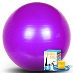 SK Depot™ Exercise Ball 58-65cm (L) Extra Thick Yoga Ball Chair, Slow Deflate Fitness Ball Stability Ball for Improved Posture, Balance, Yoga, Pilates, Core, Fitness Exercise Training Balance Yoga Class Core Office & Home & Gym Ball (Purple)