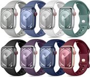 Mastten 8 Pack Sport Straps Compatible with Apple Watch Strap 46mm 45mm 44mm 49mm 42mm Women Men, Soft Silicone Replacement Band for Apple Watch Series 10 9 8 7 6 5 4 3 2 1 / iWatch SE Ultra 2 1, Dark