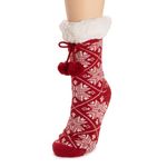 MUK LUKS Women's Tall Cabin Socks, Licorice Snowflake, Small-Medium