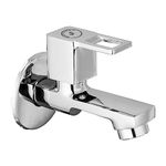 WATERMAN® Cube Short Body Tap with Wall Flange Brass Body Chrome Finish Wall Mount Water Taps for Kitchen, Bathroom, Sink, Wash Basin, Toilet