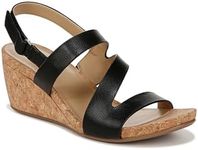 Naturalizer Women's Adria Strappy Wedge Sandals, Black Smooth, 9 Wide