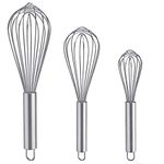 Whisks for Cooking, 3 Pack Stainless Steel Whisk for Blending, Whisking, Beating and Stirring, Enhanced Version Balloon Wire Whisk Set, 8"+10"+12"