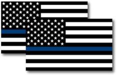 Magnet Me Up Thin Blue Line American Flag Magnet Decal, 3x5 inches, 2 Pack, Black, White and Blue, Heavy Duty Automotive Magnet for Car Truck SUV, in Support of Law Enforcement Officers