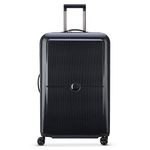 Delsey Paris Polycarbonate (Pc) Turenne 75 Cm Large Polycarbonate Black Hard Suitcase 8 Spinner Wheels Trolley Bag Luggage with Patented Securi Tech Zip