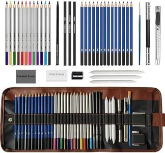 Corslet 39 Pieces Drawing Pencils Sketching Kit Coloring Drawing Kit with Sketch Pencil Set Watercolor Colour Pencils Set Charcoal Pencils for Artists Brush Eraser Art Supplies for Artist Adults Kids