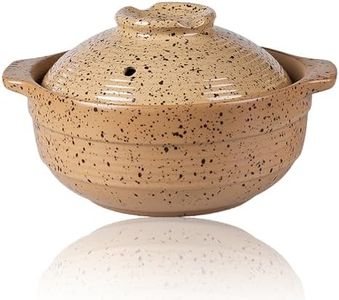 Ceramic Casserole Dish, Clay Pot, Earthen Pot Cookware with Lid for Dinner and Party, Stockpot for Stew, Soup, Steam, Bakeand Serve Oven Safe-Heat Resistant(1.2 QT)