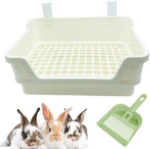 WEWAYKGJ Extra Large Rabbit Litter Box Bunny Litter Pan Rabbit Toilet Training Corner Small Animal Poop Tray Rabbit Cage Accessories for Large Bunny Guinea Pig Chinchilla Ferret Rat (White)