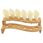 BambooMN 13" x 5.7" x 3.5" Natural Bamboo S Wave Multi Level Food Cone Display Tamaki Stand for Restaurants, Catered Events, Party or Buffets, Holds up to 12 Cones