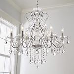 Saint Mossi 6-Lights K9 Crystal Chandelier Modern Chandelier Light Fixture, Crystal Pendant Light Fixture Raindrop Chandelier for Dining Room,Bedroom,Living Room,H23 x D24,Chain Adjustable